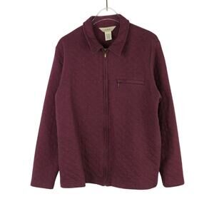 L.L. Bean Maroon Purple Marine Layer Quilted Jacket Full Zip Women's Medium